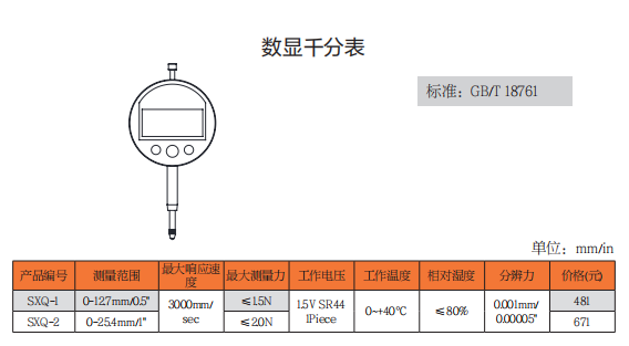 上工数显千分表