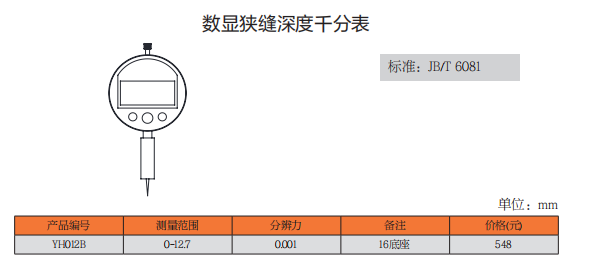上工数显狭缝深度千分表